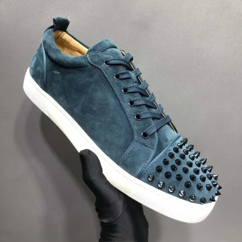 Cl Cgcc European Station Fashion Low Ankle Men's Shoes Genuine Leather Rivet Shoes Shoelace Casual Sneakers Couple Trbottomy Red Sole Shoes