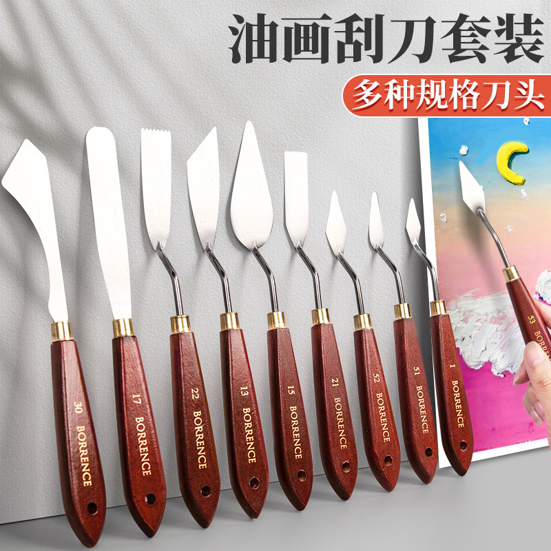 Oil Painting Scraper with Wooden Handle, Specialized for Art Painting, Oil Pastels, Paint Mixing, Texture Painting, and Art Scraper