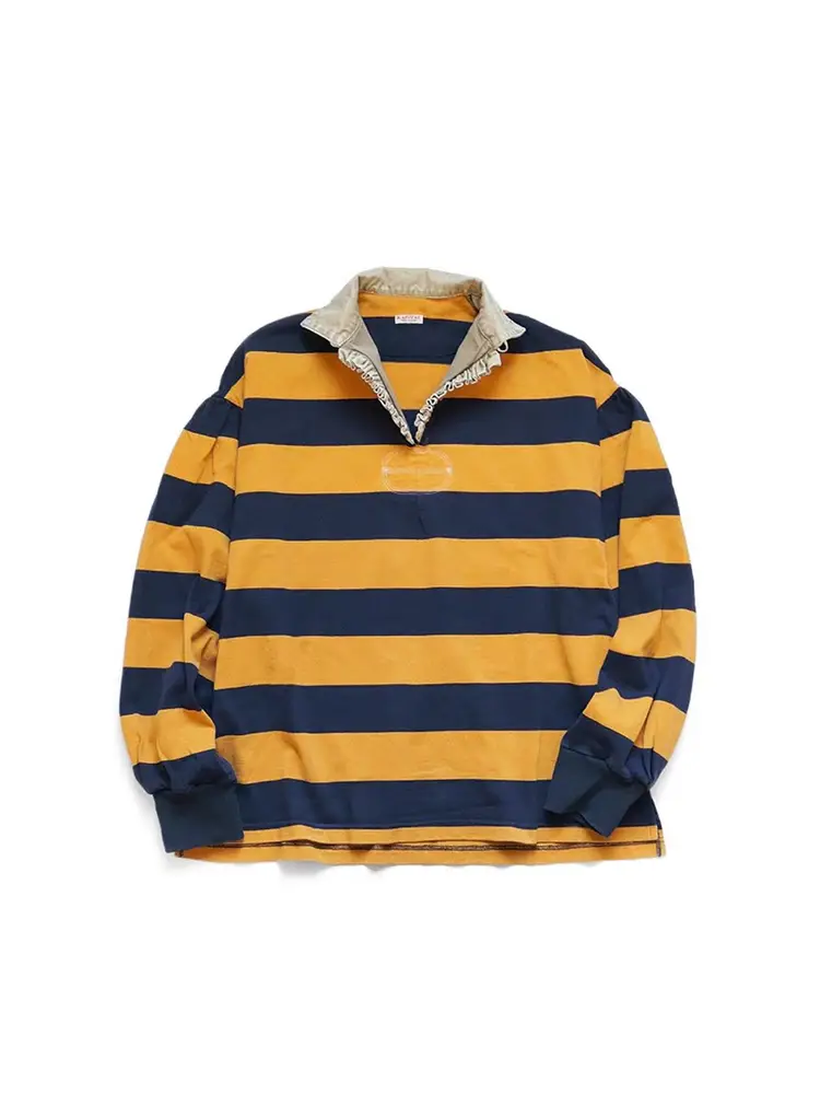 25Aw Kapital Hirata Kazuhiro Japanese Casual Patchwork Cotton Pullover Lapel Striped Loose Long-Sleeve Shirt