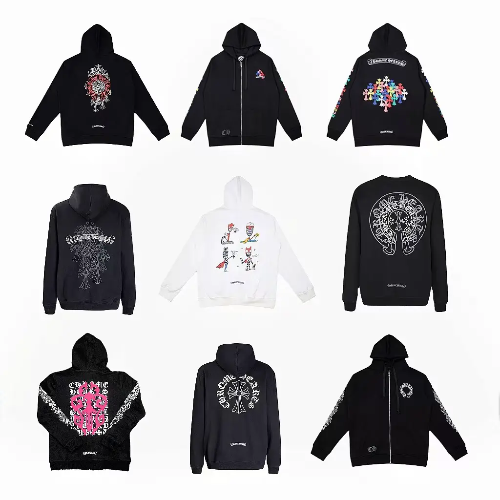 24ss New High Quality Chrome Hearts Horseshoe Cross Hooded Zipper Sweatshirt Factory Wholesale