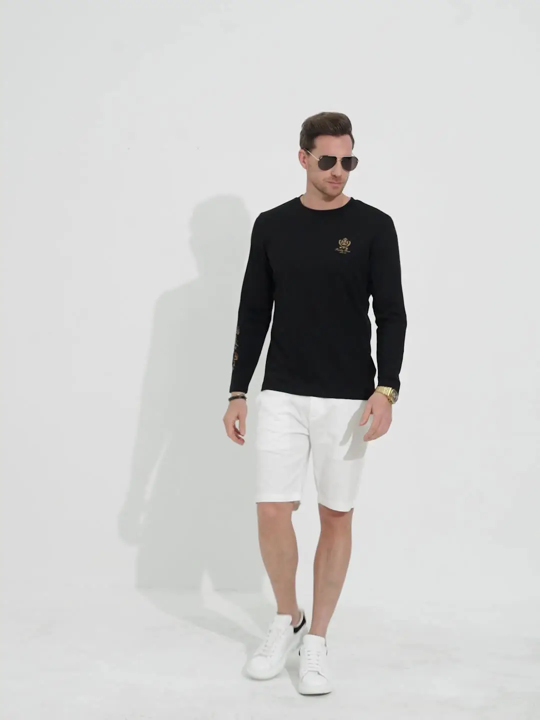 [Embroider Craftsmanship] Raidy Boer/Raidy Boer Men's 2025 Spring Round Neck Bottoming Style Long sleeves T-Shirt 6008