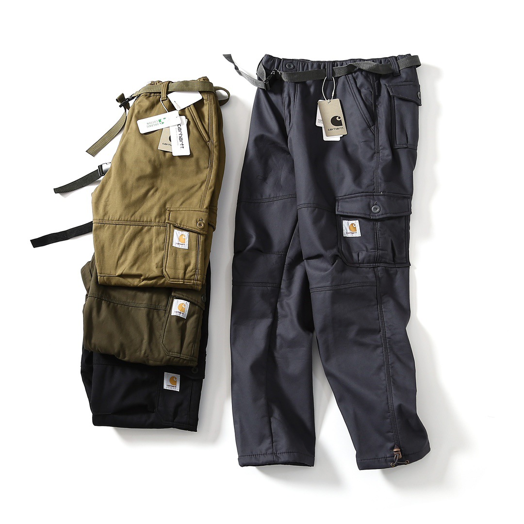 Car Military Style fleece-lined Thickened Tooling Pants Outdoor Functional Straight Casual Pants American Style Mountain Style