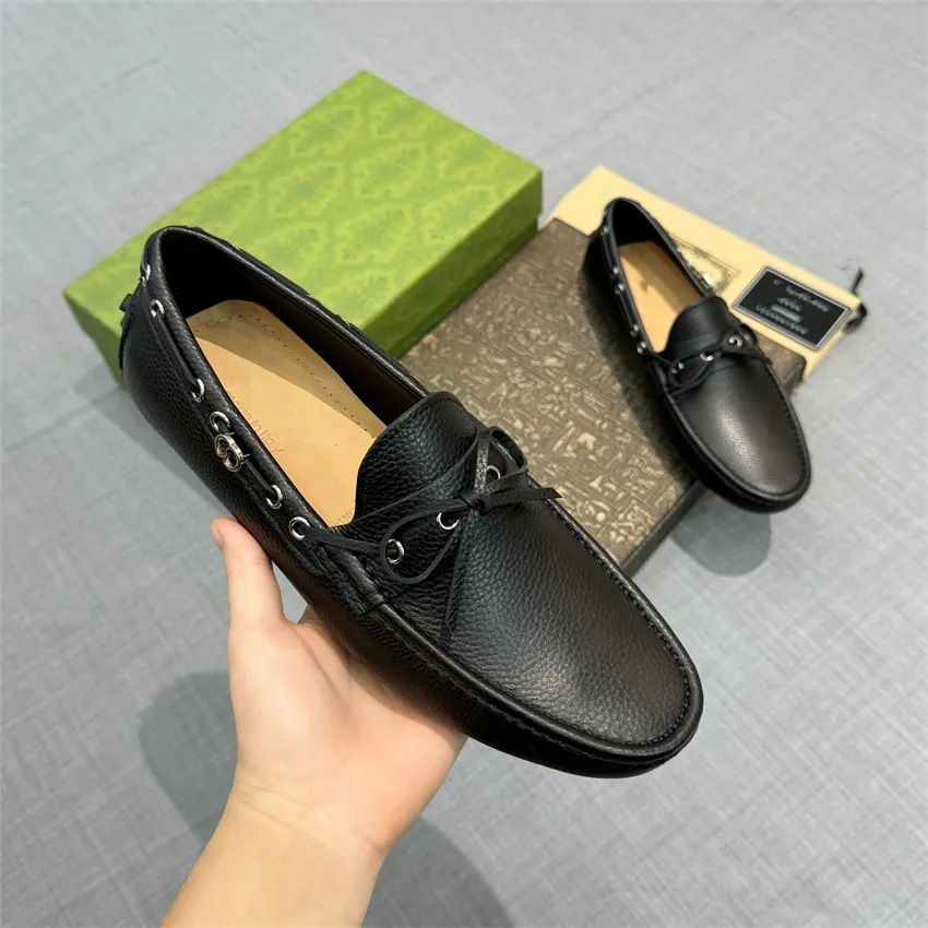 In-Stock Genuine Leather High-Version Men's Loafers Fashion Slip-On Shoes Solid Color Classic Retro Casual Versatile