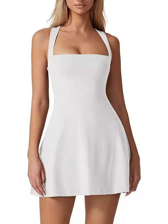 Amazon Foreign Trade New Fashion Slim Women's Square Neck Strap Tight Sleeveless Vest Vest Trumpet Dress