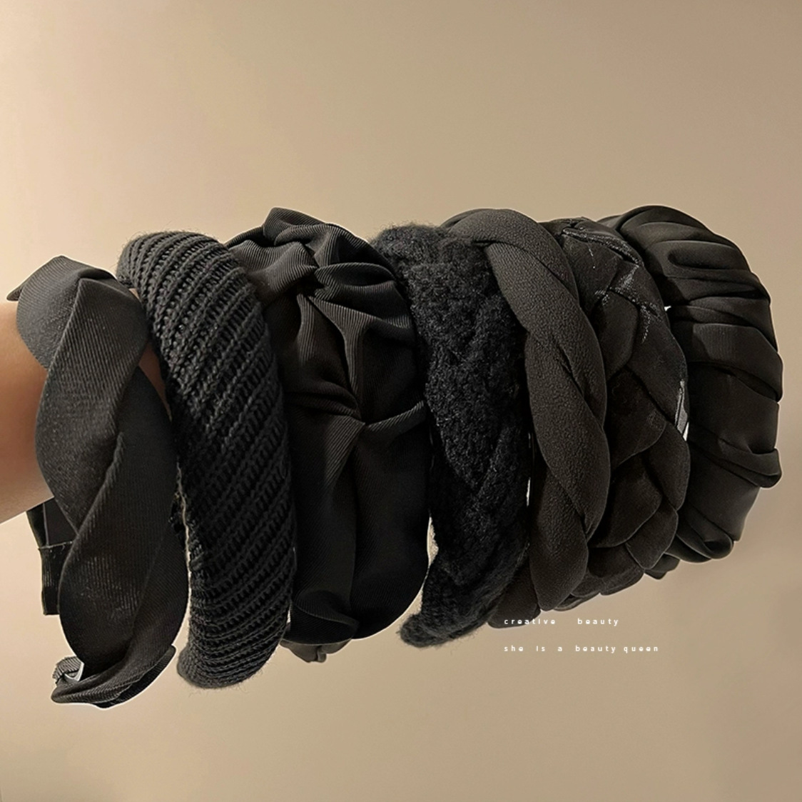 Black Headband for Women, High-End, High-Ceiling, Elegant, Versatile Hairpin, Face Wash, Makeup, Hair Hole, Pressure Hair Headband, Headwear