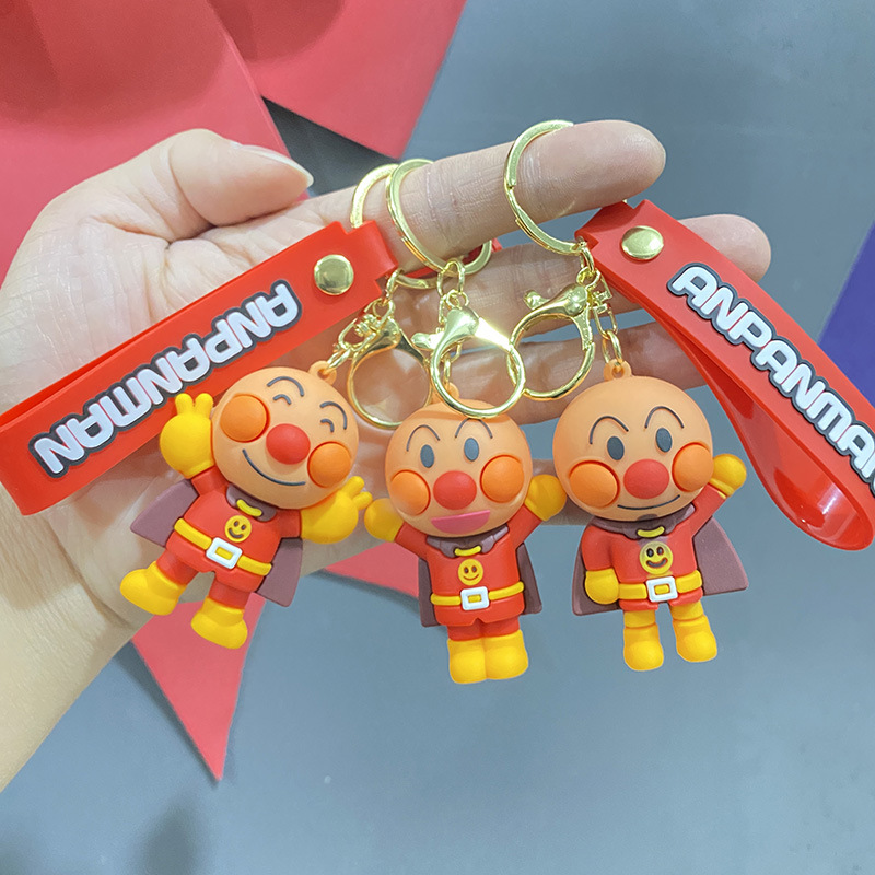 Cross-Border Cute Anpanman Keychain Three-Dimensional Doll Pendant Car Pendant Bag Pendant Cartoon Gift Wholesale