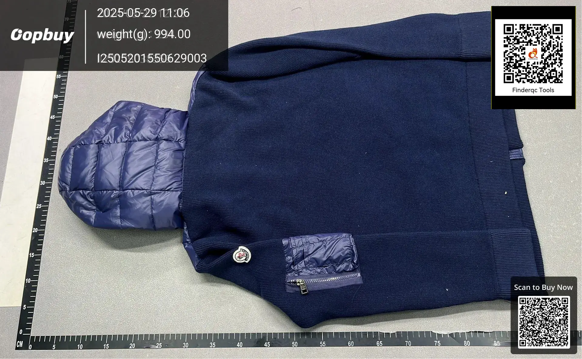 Moncler navy blue hooded jacket