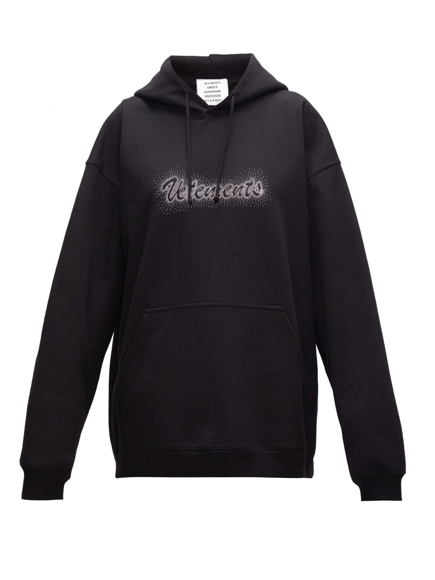 In Stock Ietements 2020Fw Rare Signature Rhinestone Oversized Loose Sweatshirt Hoodie