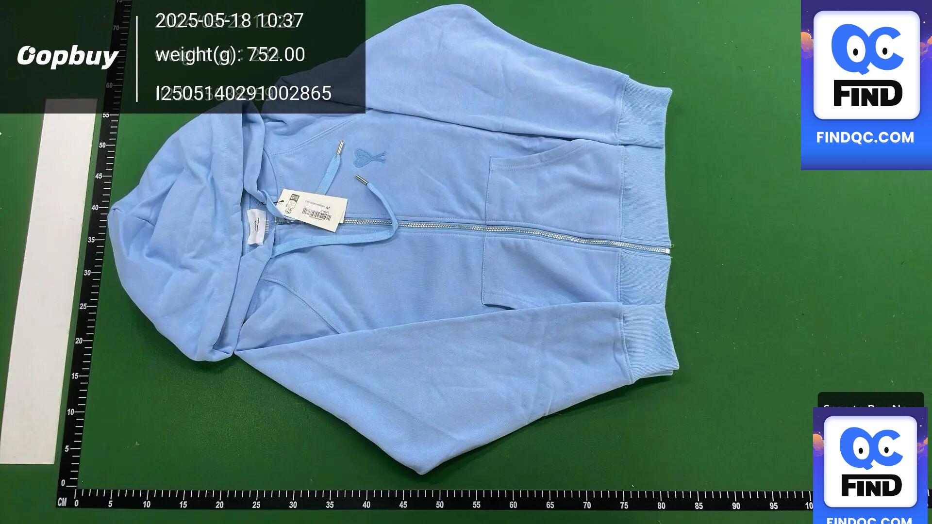 ami Paris Ami de Coeur Zip Hoodie Light Blue QC