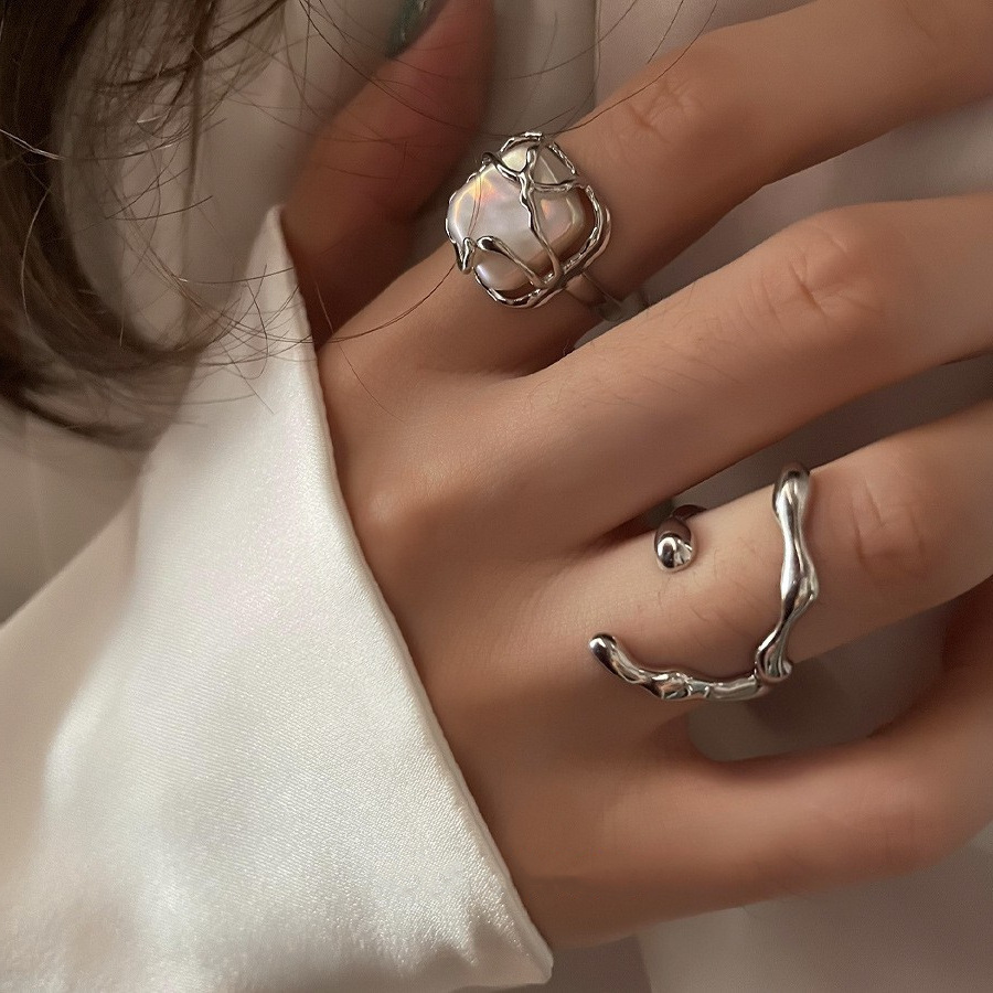 Exquisite Versatile Korean-Style Personalized C-Shaped Ring for Women, Vintage Fashion Teardrop Niche Open Ring, Hip-Hop Index Finger Ring