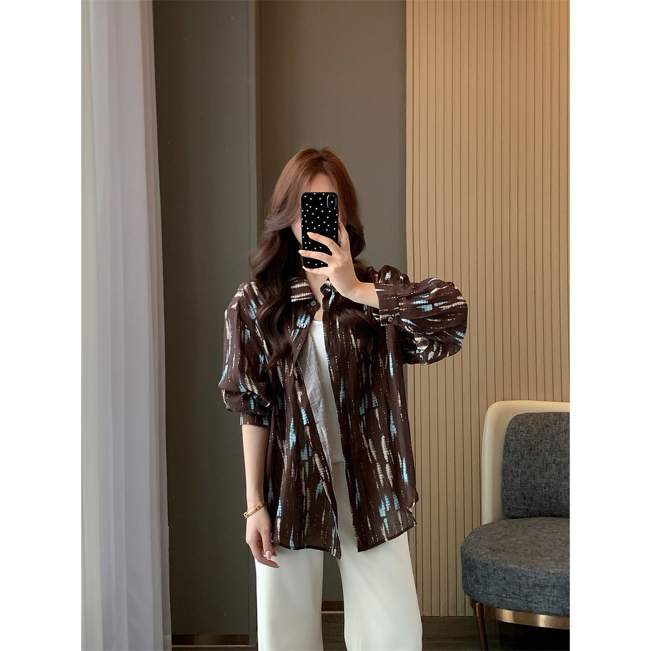 Simple and Stylish Summer Lightweight Tencel Linen Tie-Dye Silky Drape Lazy Long-Sleeve Shirt Jacket for Women Korean Style