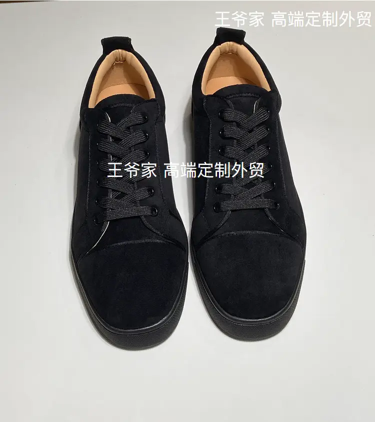 2024 New arrival Аcl Men's Shoes Low-Top Women's Spring & Fall Red Sole Glossy Black and White Diamond-Free Nails Casual Couple Plus size Trendy