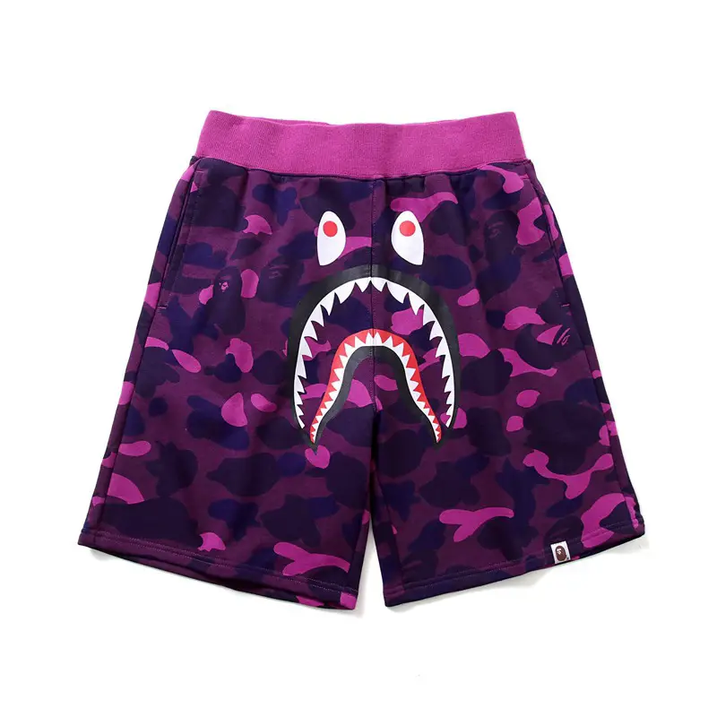in stock and fast delivery Bape Shark Camouflage Junior Casual Shorts Mid-length Pants Men's Cotton Shorts