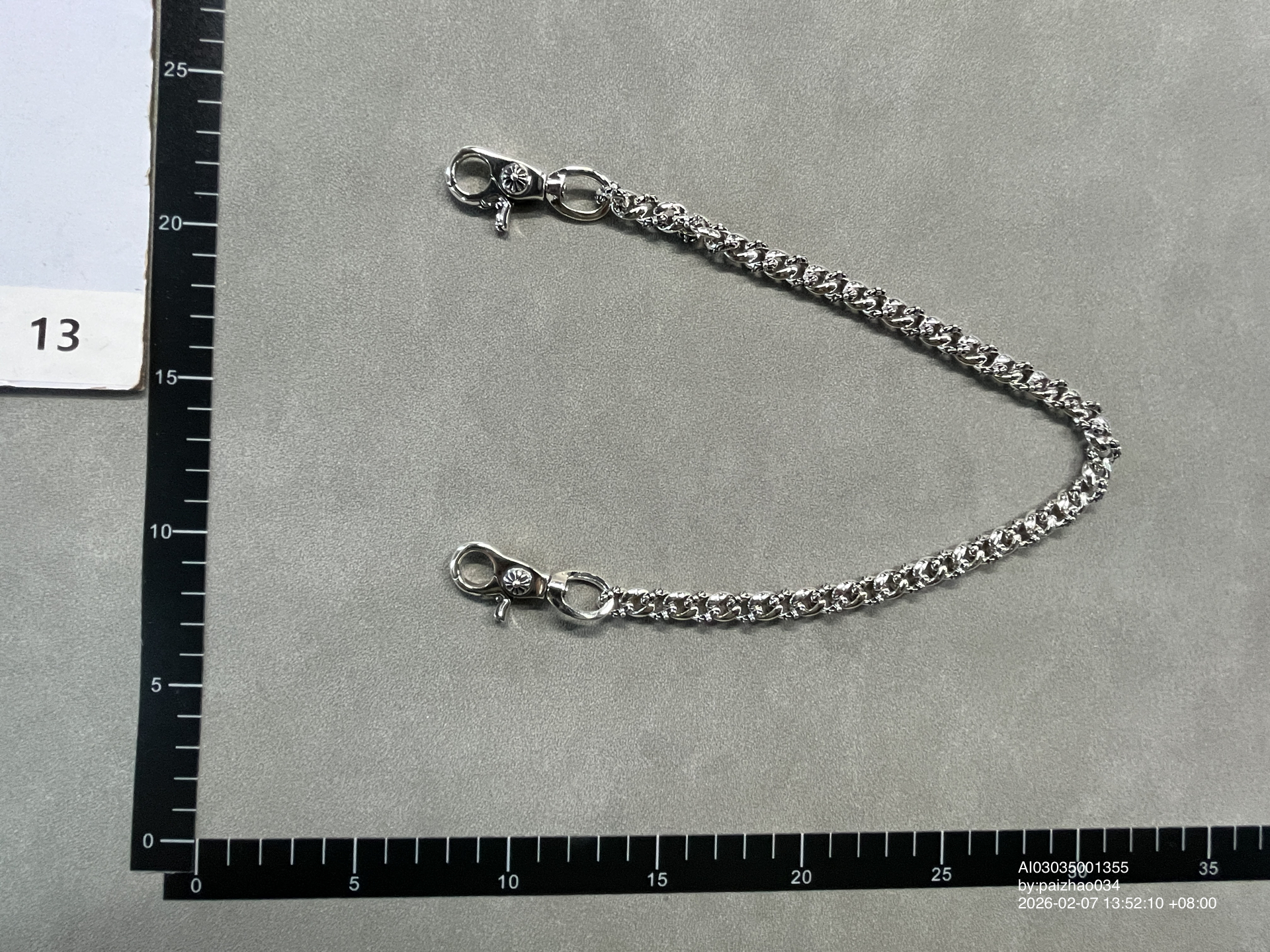 Crook bag hanging chain dice sword bead cross waist chain s925 standard double spring lobster Buckle Head pendant — QC-foto 2