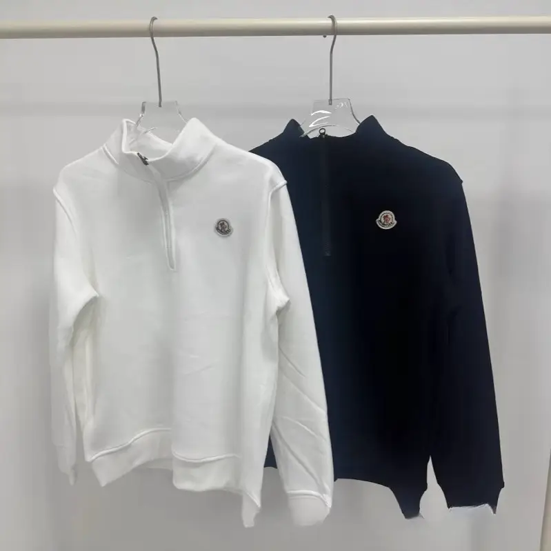 Cross-Border Spring New Style Men's Half-Zip Embroidered Letter Patchwork Small Label Sweatshirt Jacket