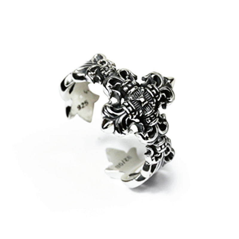 CH Crone retro cross flame ring men's fashion personality old simple opening women's ring manufacturers wholesale