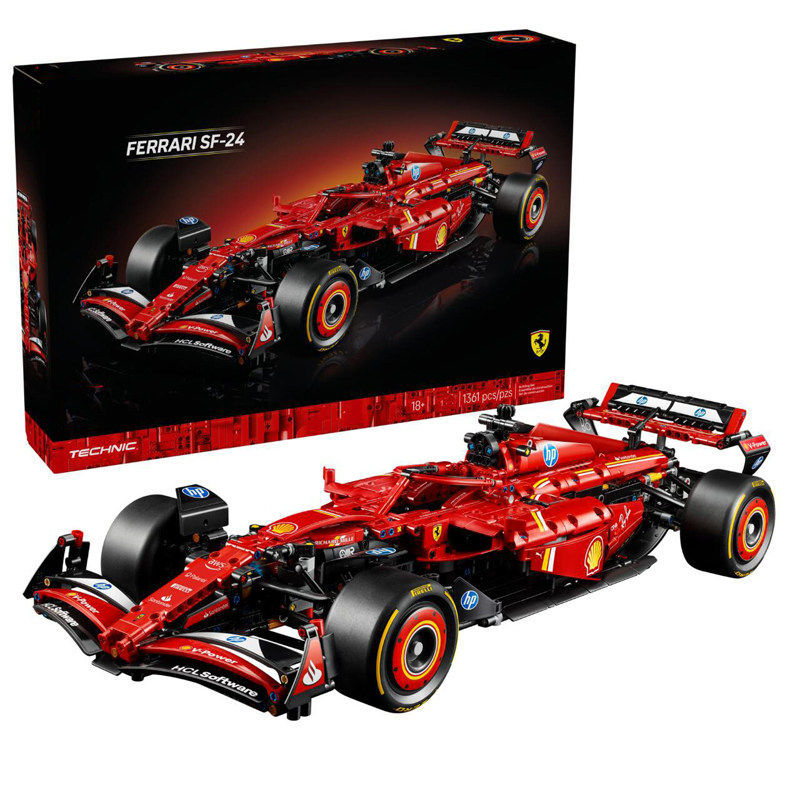 Cross-Border Compatible Lego New F1 Racing Car Ferrari Sf-24 Mechanical Set Assembly Building Block Toys for Boys and Girls
