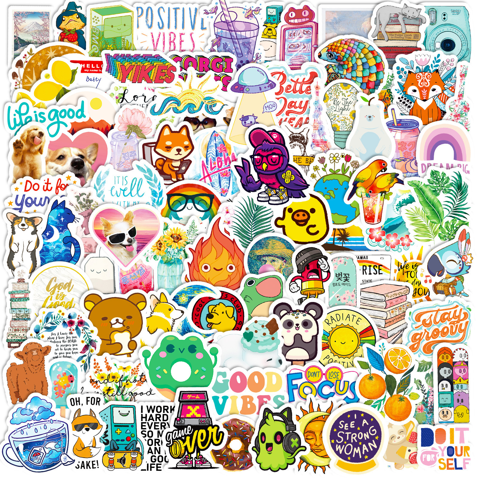 100 small size 4cm small fresh cute animal mix stickers cross border VSCO vinyl waterproof stickers
