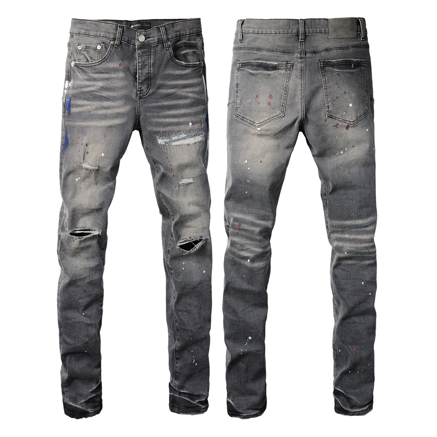 Limited Purple Purple Brand European and American Hip-Hop Slim-Fit Ripped Distressed Jeans Trendy QC-foto från 1688 på Qualit.ly
