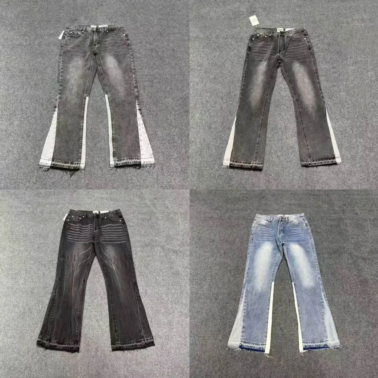 High-End Gallery Dept Washed Flared Patchwork Jeans American High Street Style Unisex Casual Versatile Long Pants