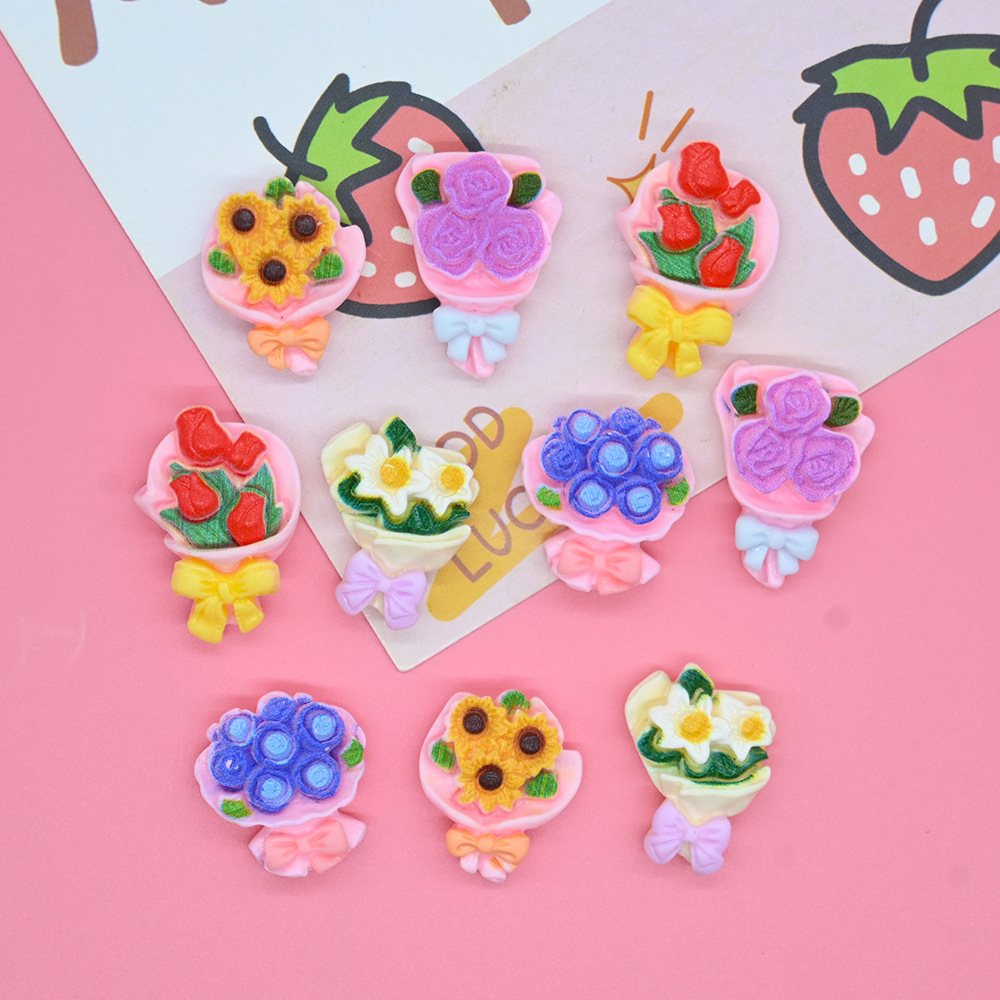 holding flowers rose tulip resin accessories diy cream glue accessories dropping glue mobile phone shell hair clip headdress