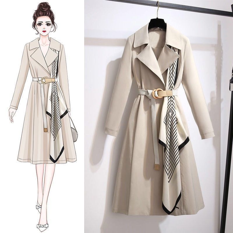 Women's Trench Coat Mid-Length 2020 Spring and Autumn New Style Western Style Age-Reducing Large Size Loose Slimming Elegant Women's Trendy Coat