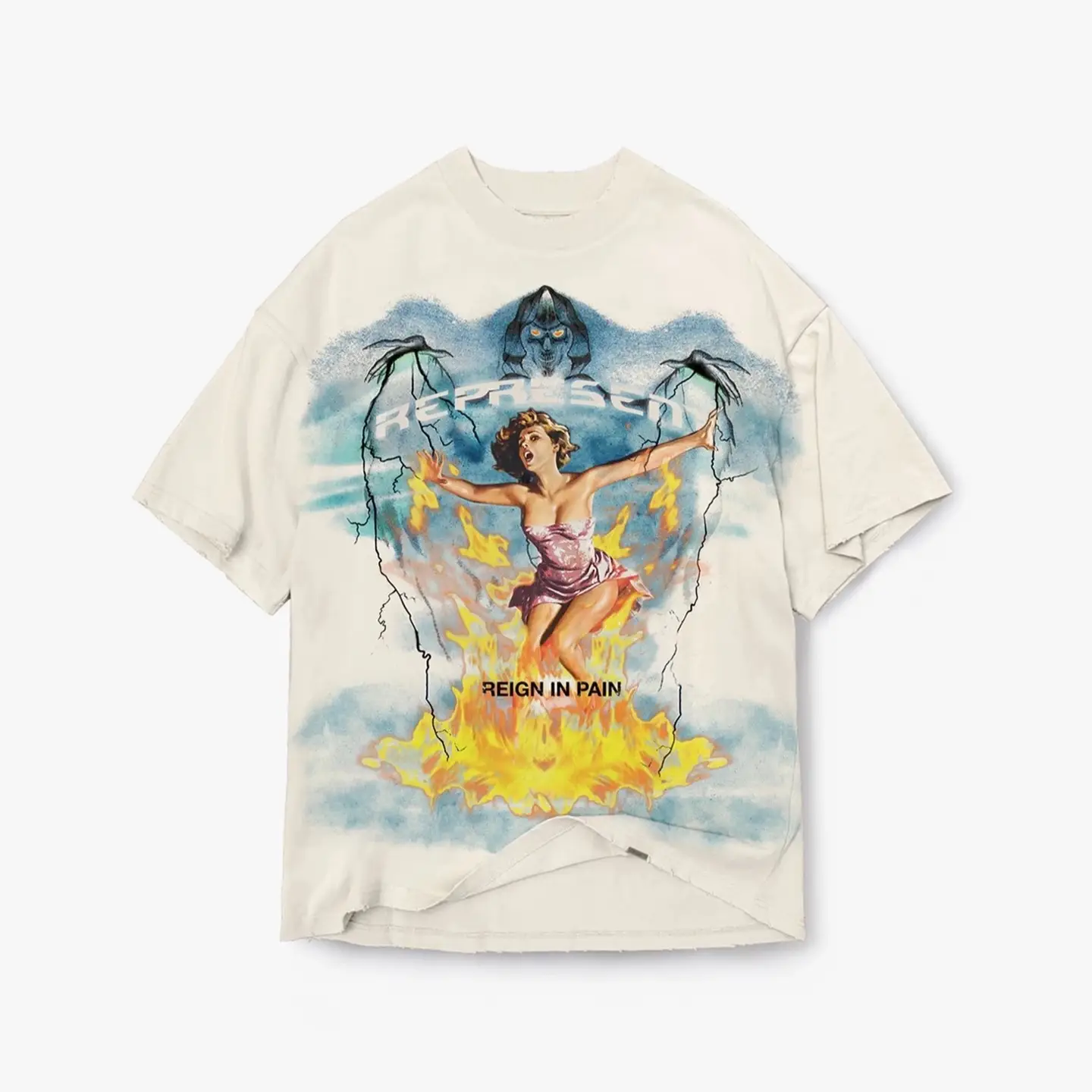 [Domestic In Stock] Present 22ss Vintage Soul Reaper Painted Distressed Short Sleeve