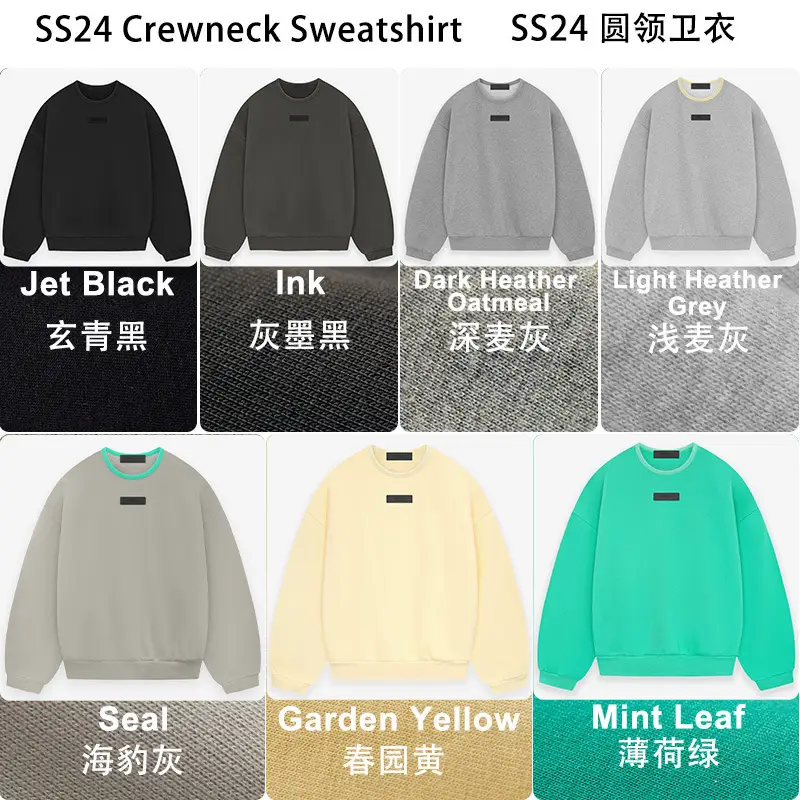 24Ss Crewneck Sweatshirt 24 Styles of Hemmed Velvet Crew Neck Sweatshirts