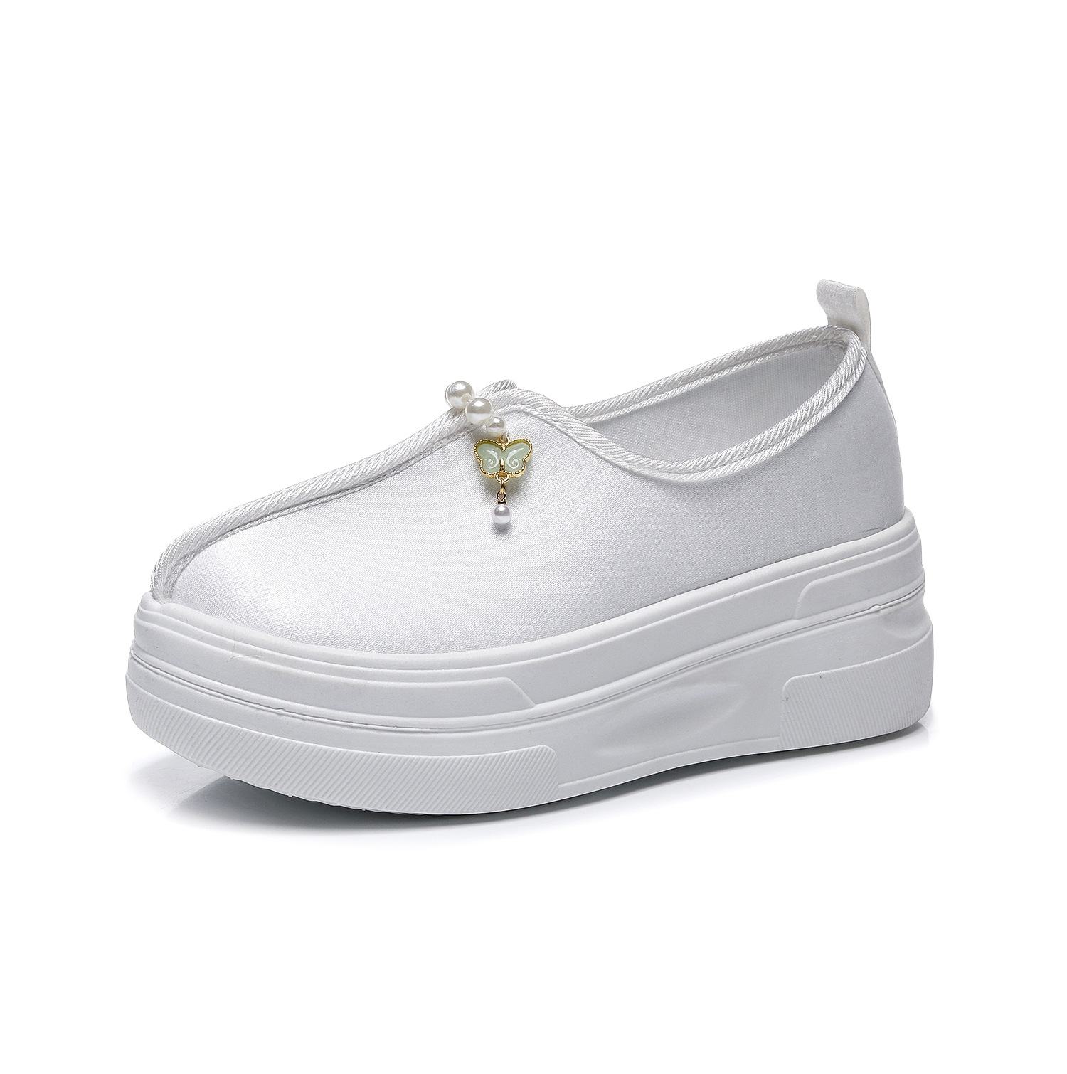 2026 New Thick-Soled Single Shoes with Butterfly Pendants, Hanfu Shoes for Women, Traditional Embroidered Shoes, Hanfu Shoes for Sports