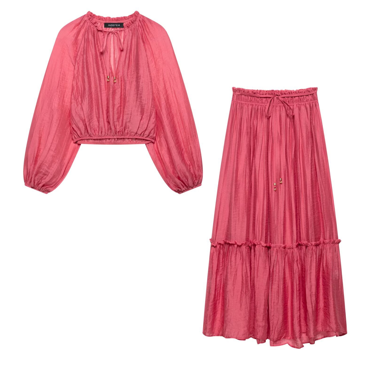 Foreign trade wholesale summer new European and American wind crease effect short top 5029084645 skirt 5029085645
