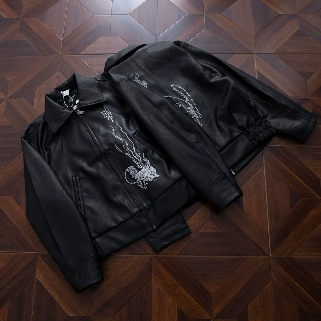 Customized Leather ERD Melancholy Rich Second Generation PU Sheepskin Mysterious Person Embroidered Leather Jacket Coat