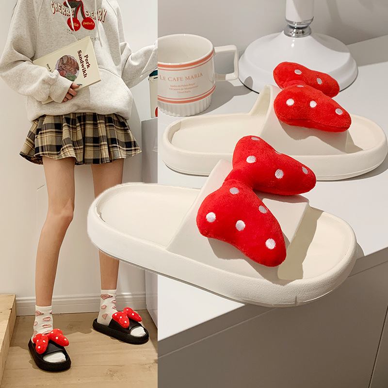 Slip-on Slippers Women's ins Trendy New Princess Bow Indoor Home Bathroom Fashionable One-word Sandals for Women