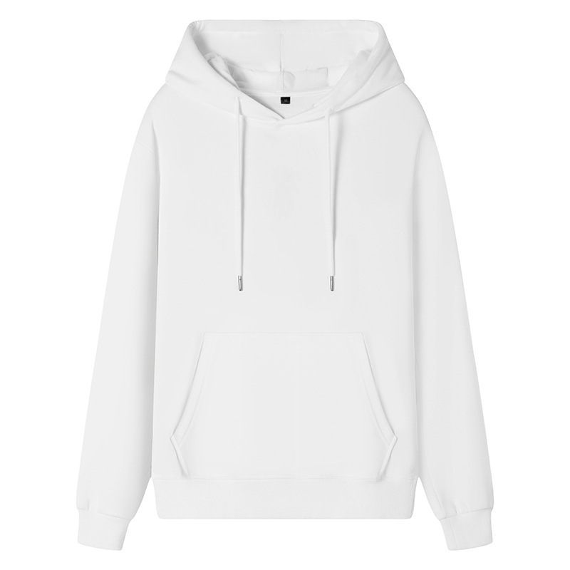 100% Pure Cotton Hooded Sweater for Men and Women Solid Color Loose Couple's Large Size Casual Sports Top with Velvet