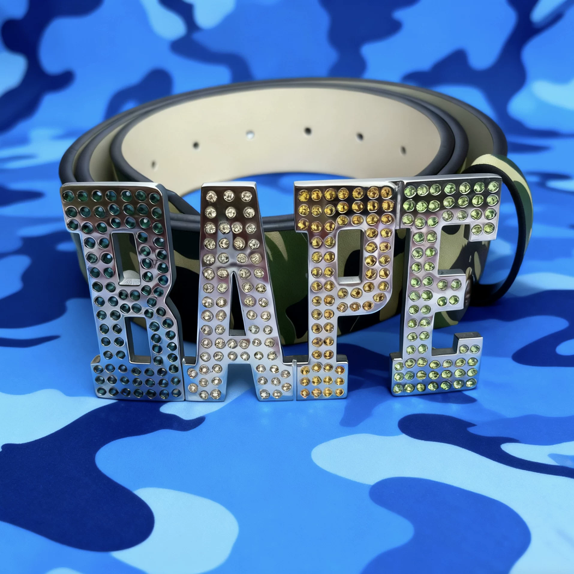BAPE Camo Rhinestone Belt