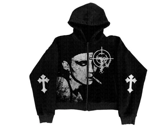 Dark Series Sweatshirts Loose Zipper Jacket American Retro Hooded Sweatshirt