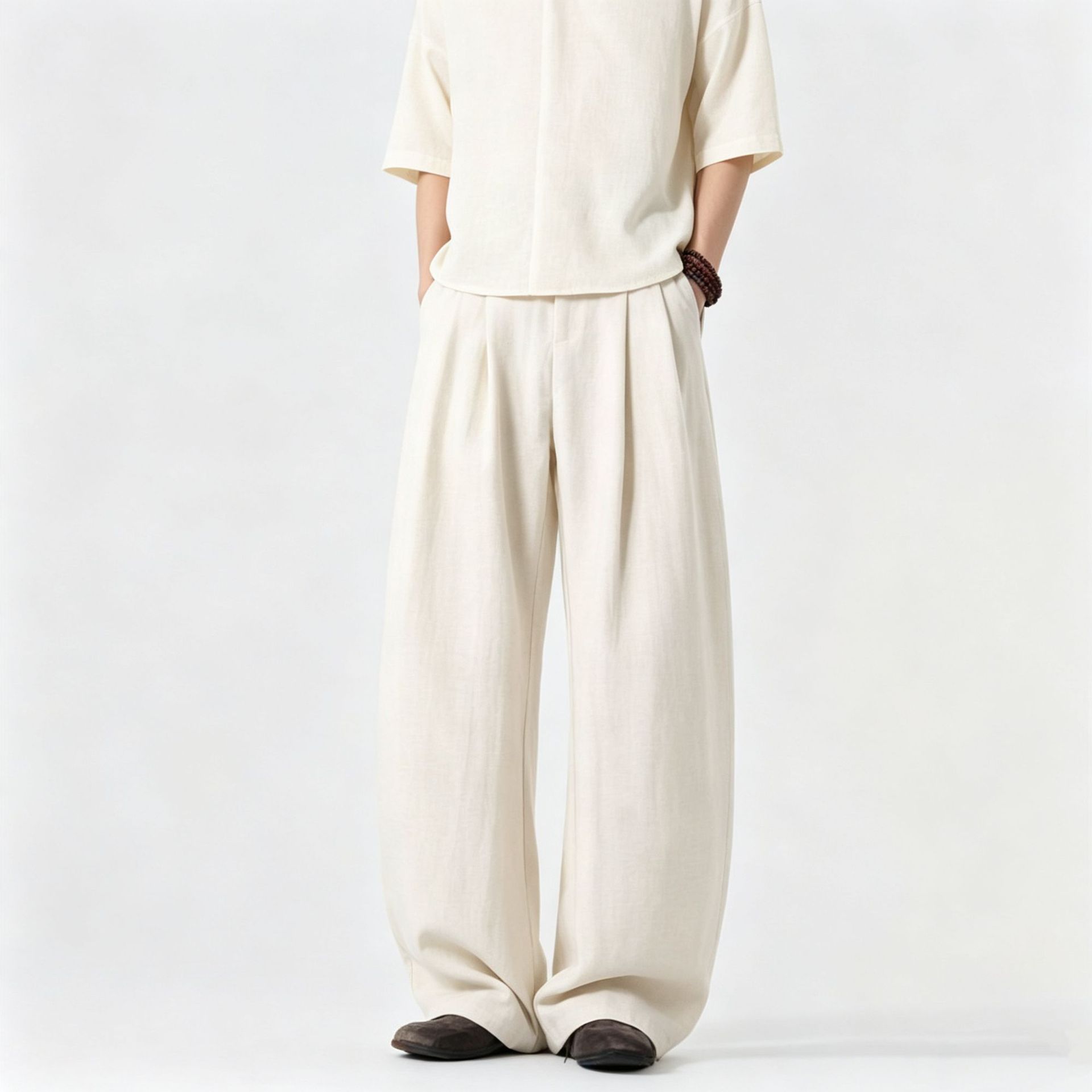 Old Money Style New Linen Casual Pants for Men, Summer Thin Loose Straight Cotton-Linen Pants, Sports Wide-Leg Long Pants