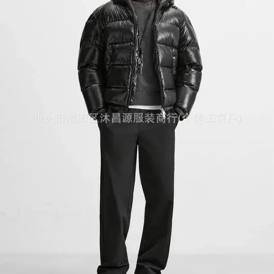 Cross-border manufacturers direct sales fall and winter new down jacket black warm coat comfortable simple hooded short jacket