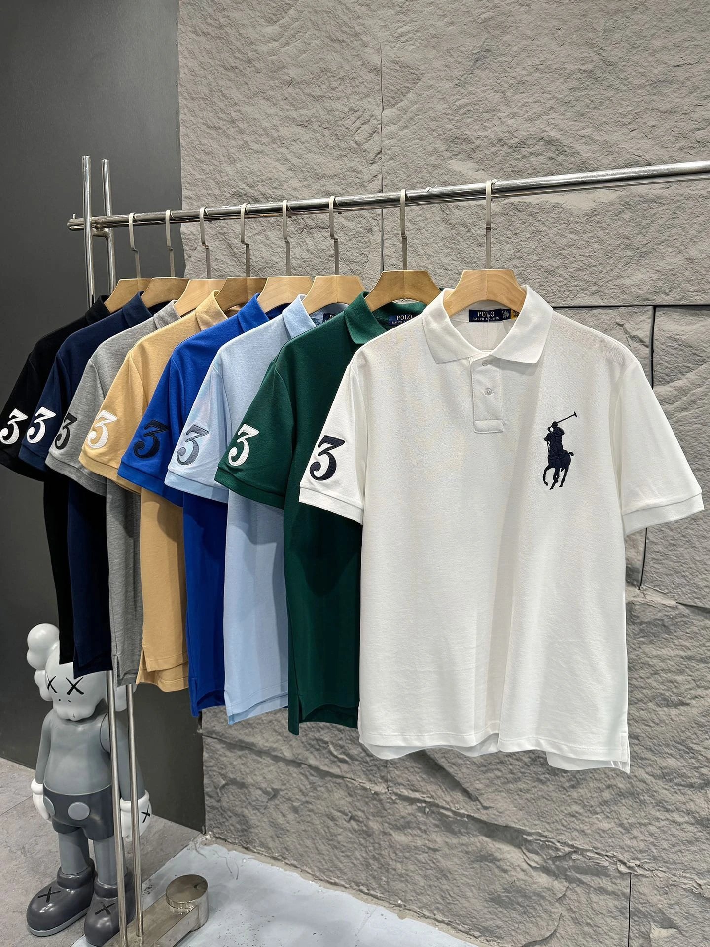 【鼎级】Polo RL拉家新款大马刺绣徽标Logo刺绣套头高尔夫情侣短袖Polo衫 男女同款