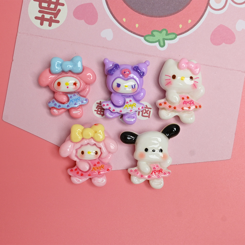 Cute Cartoon Super Cute Floral Skirt Sanrio Series Resin Accessories DIY Cream Glue Accessories Hair Clip Phone Case