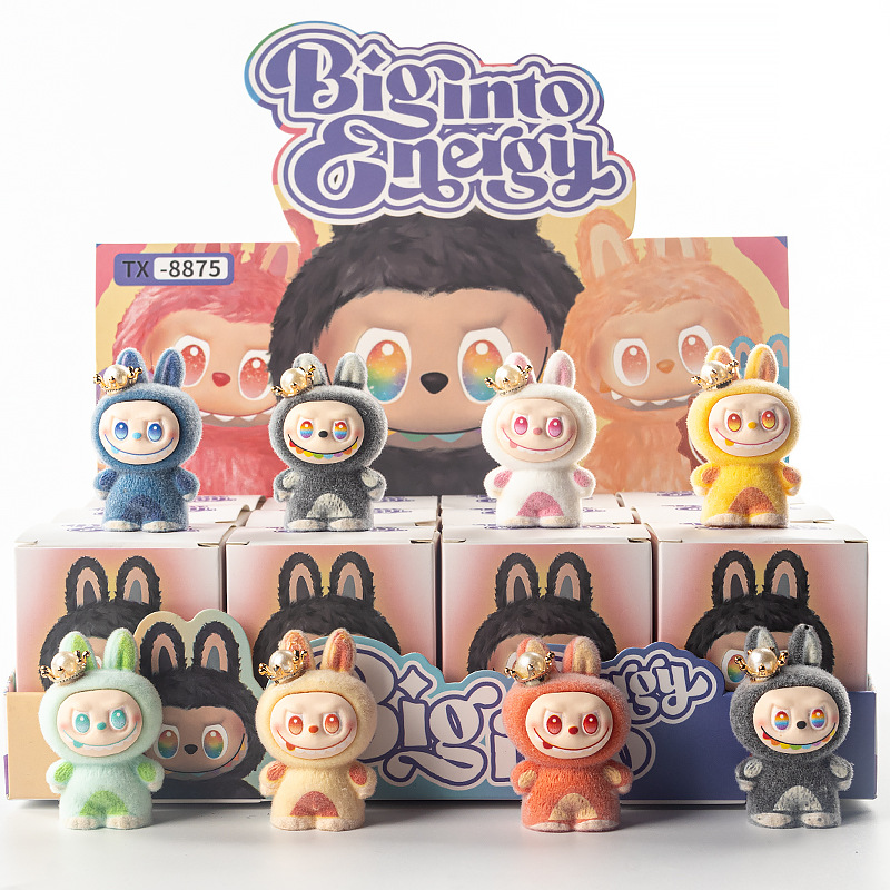 Crown Flocked Labubu Pop Mart Figurine Labubu Trendy Toy Doll Children's Toy Wholesale Blind Bag Blind Box