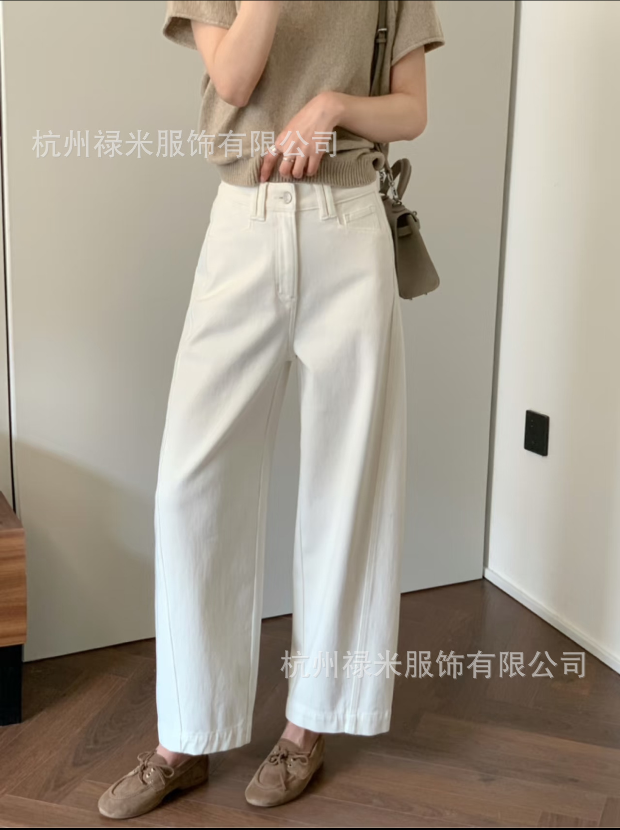 Yilu 2026 Spring and Autumn Slim Straight White Jeans for Women, One Piece Dropshipping