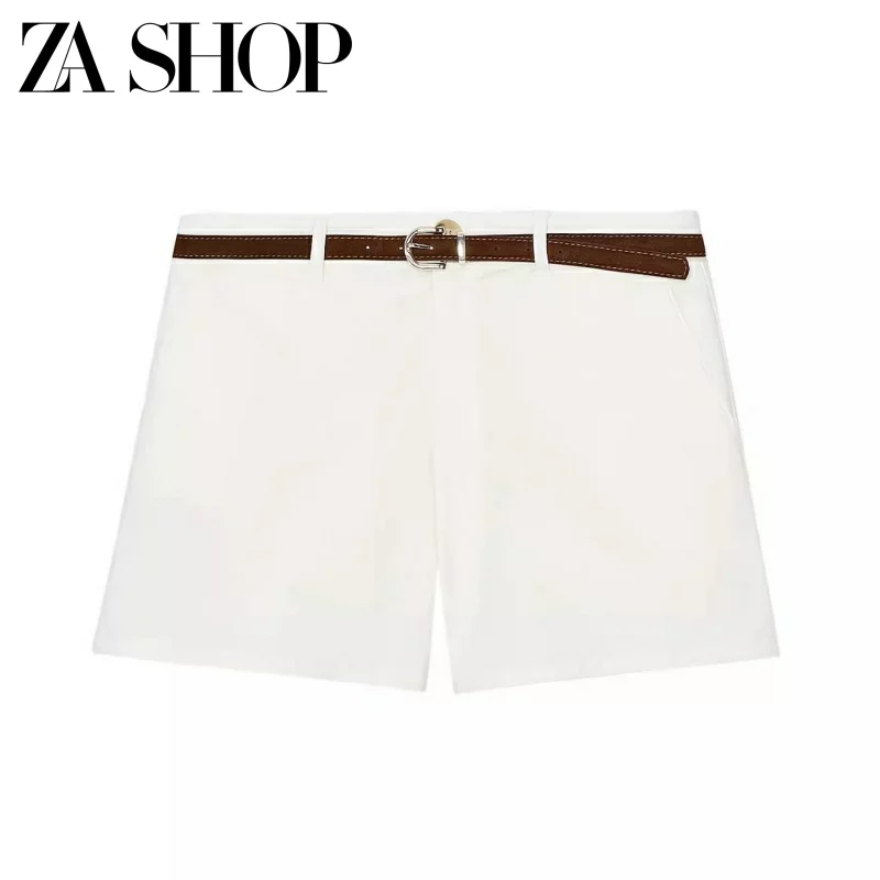 2026 Spring/Summer New Women's Belted Pleated Comfortable Shorts 2943898 4387472 8372472