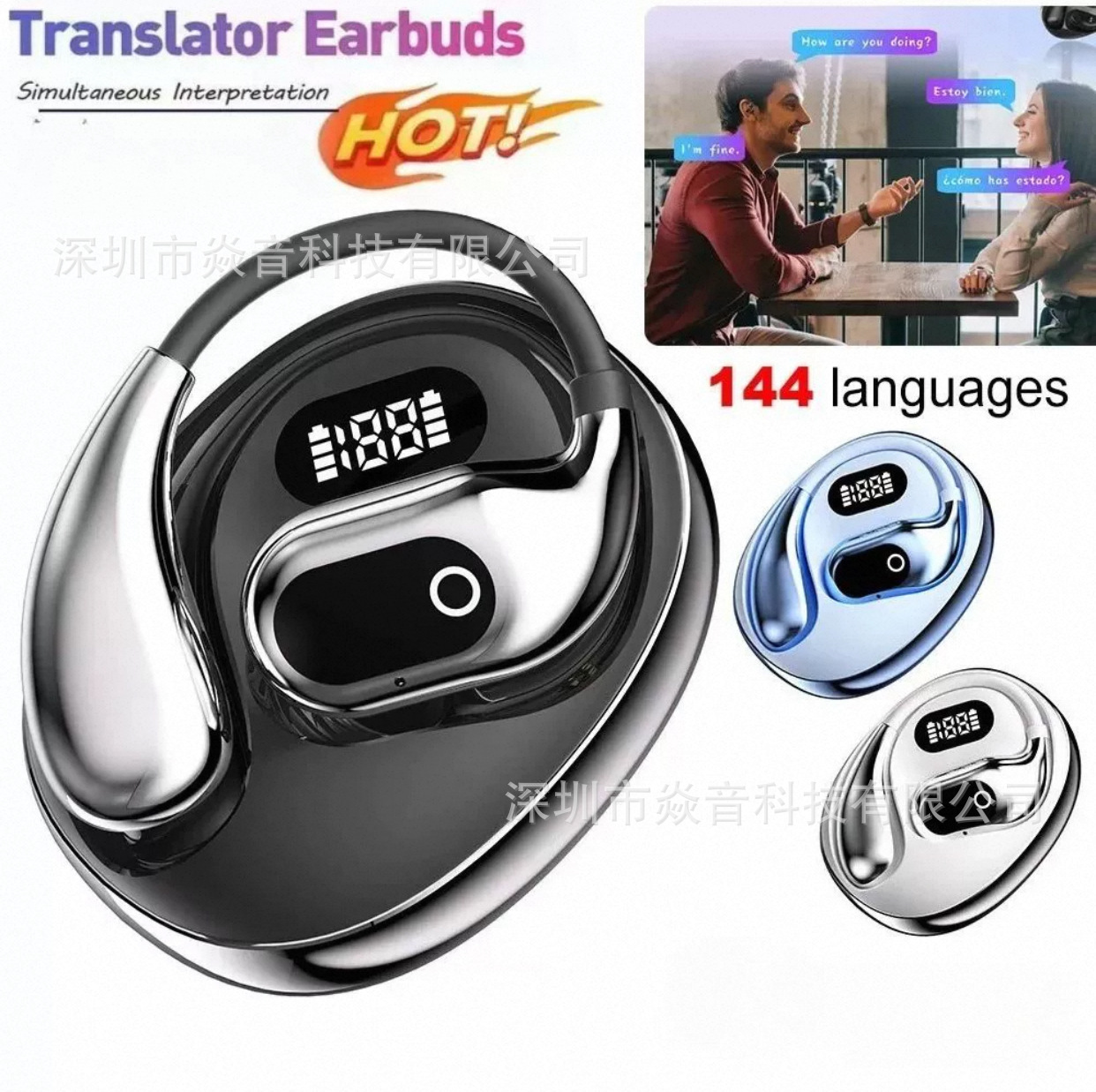 Cross-Border Hot-Selling Xg99 Smart Ai Translation Earphones Ows Over-Ear Miniso Digital Power Display Factory in Stock