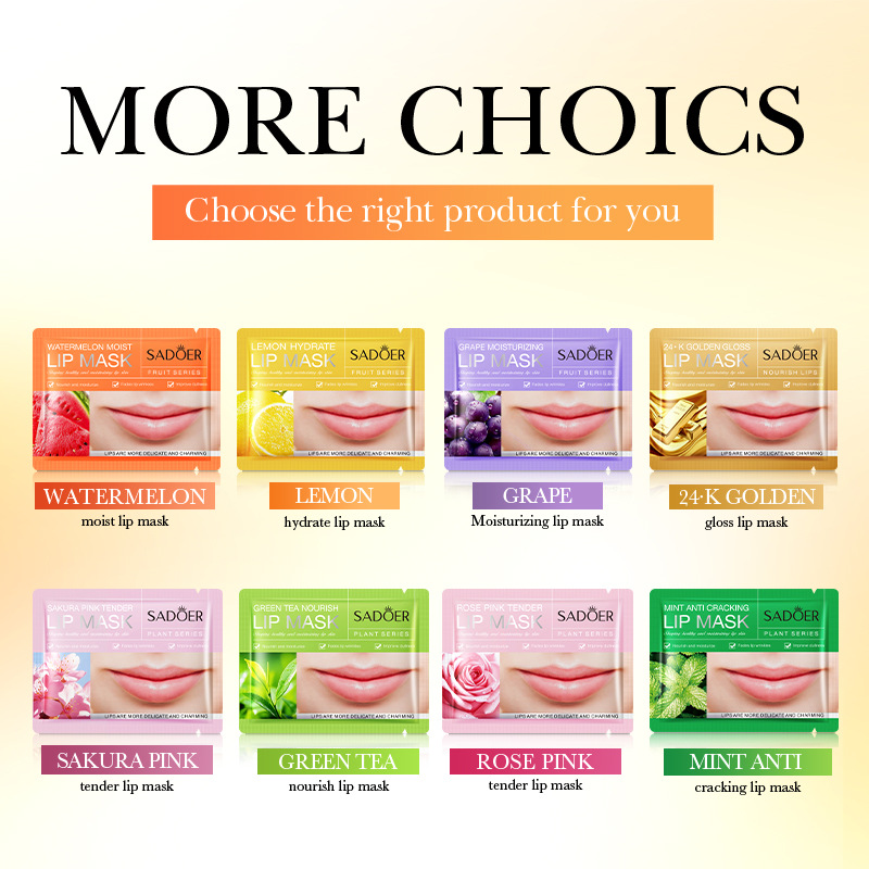 All-English Lemon Hydrating Lip Mask Sadoer Moisturizing Autumn and Winter Anti-Dry Lip Mask Cross-Border Foreign Trade Wholesale