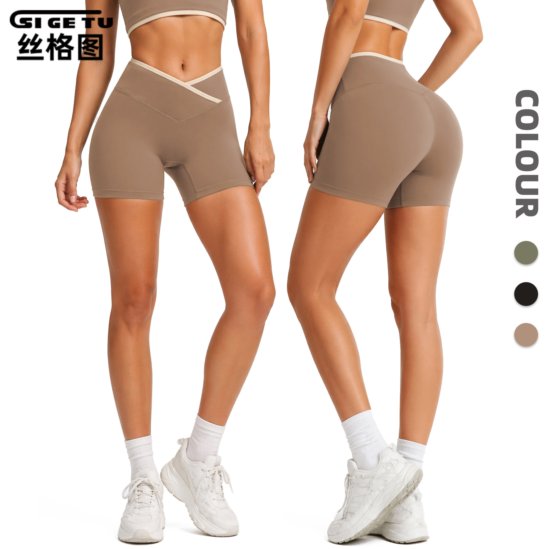 European and American Cross-Border High-Waisted Butt-Lifting Yoga Pants for Women, Summer Elastic Quick-Dry Fitness Pants, Training Sports Tight Shorts