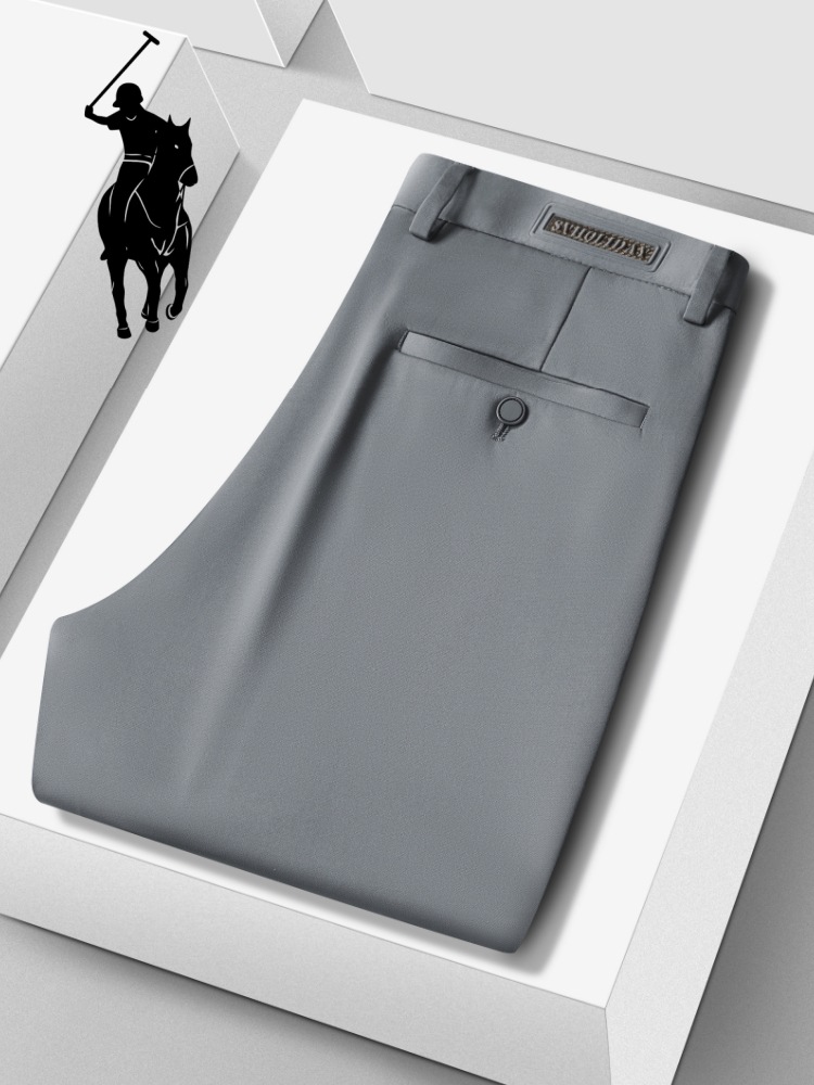 Paul High-End Silk Casual Pants Men's Summer Drapey Trousers Thin Business Suit Pants Mid-Waist