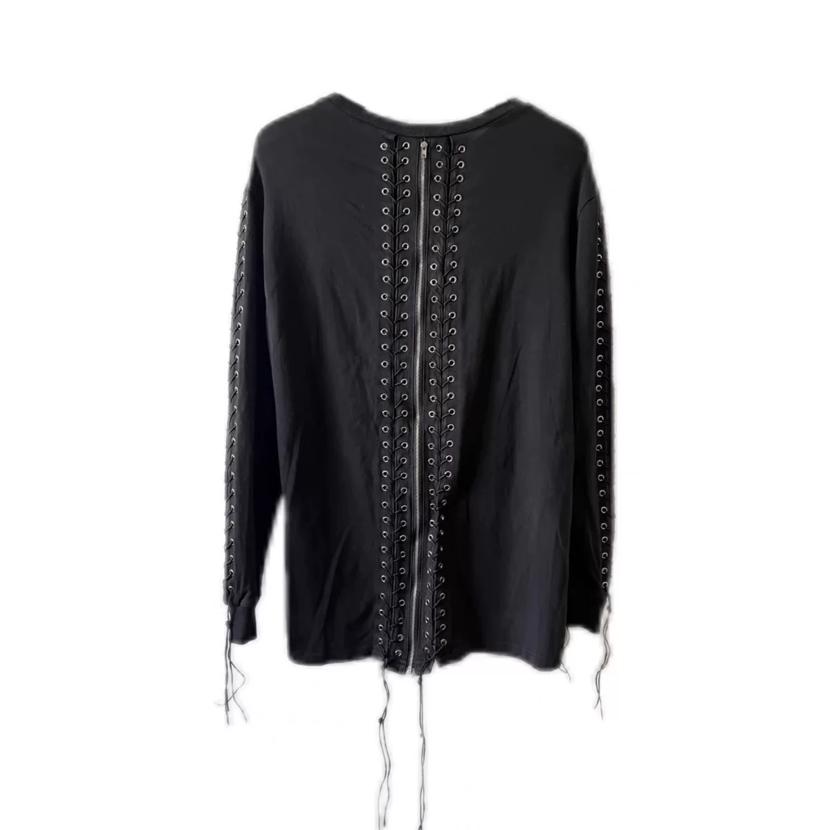 Hba Heavy-Duty Strapless Zipper Deconstructed Long-Sleeve T-Shirt, Can Be Worn on Both Sides