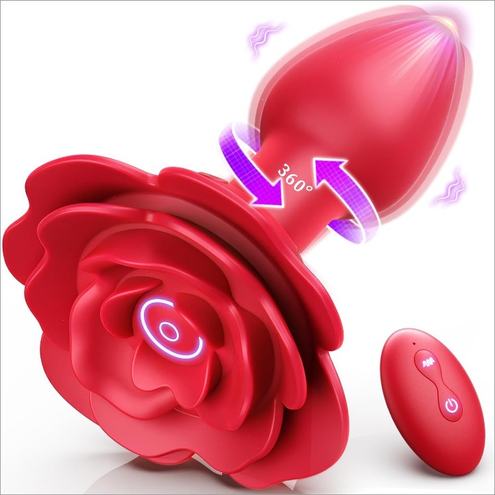 Cross-Border Rose-Shaped Anal Plug with Wireless Remote Control, Multi-Frequency Vibration, Female Masturbation Device, Adult Products Wholesale