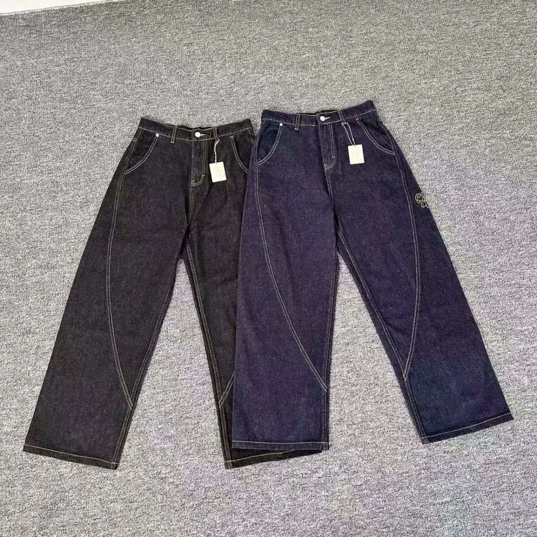 2025me American Trendy stereo pure cotton high quality Denim men's and women's Loose Casual Easiest for match pants tide