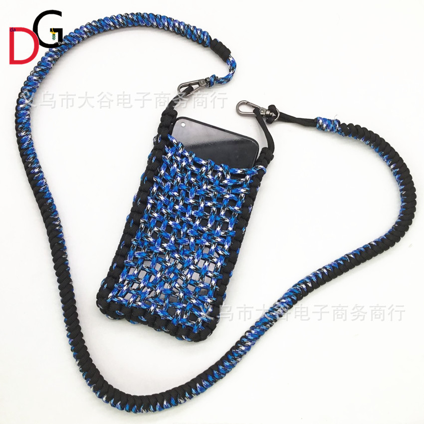 Paracord Hand-Woven Mobile Phone Bag, Single Shoulder Crossbody Phone Case, Anti-Drop and Anti-Loss Strap-Style Phone Net Pouch